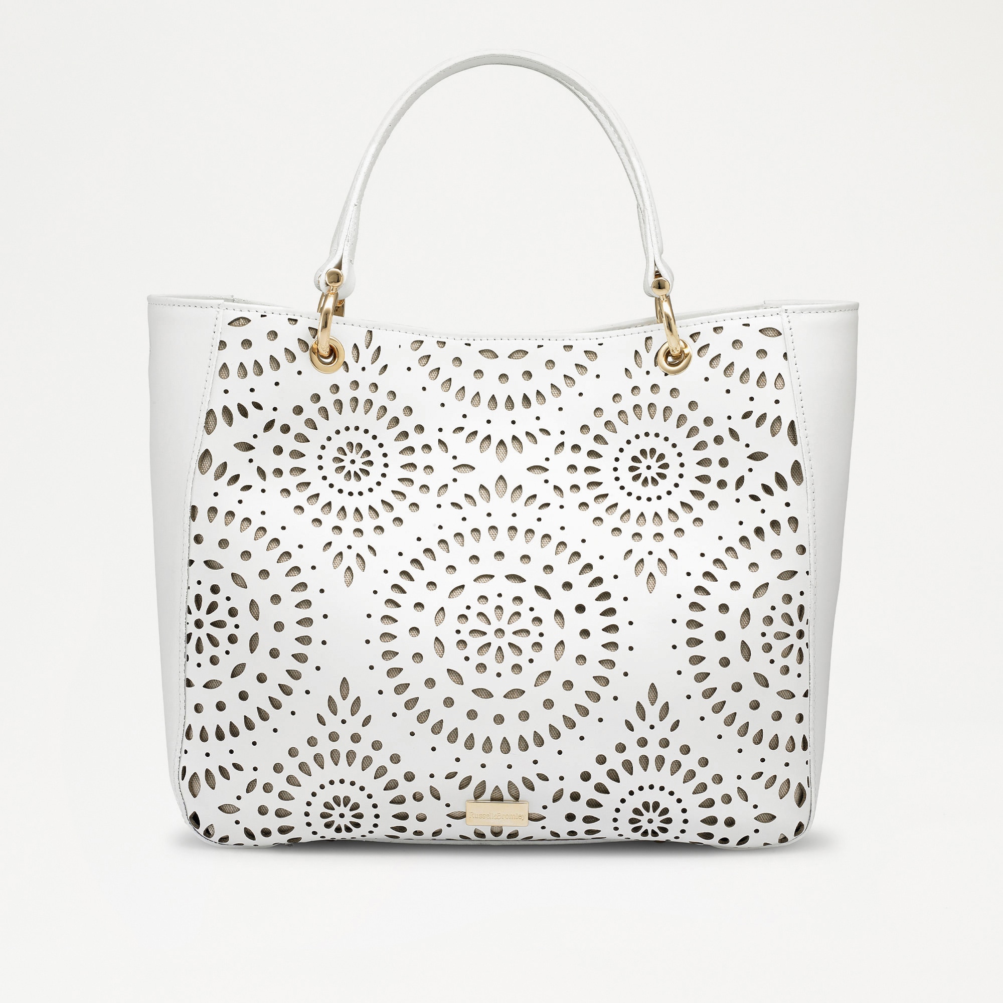 Russell & Bromley Women's White Leather Laser Cut Morocco Tote Bag