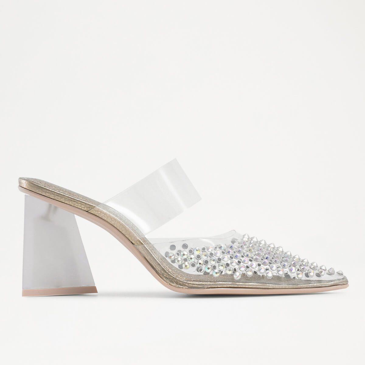 Russell & Bromley Women's White VISUALISE Vinyl Embellished Pump Mule, Size: UK 3