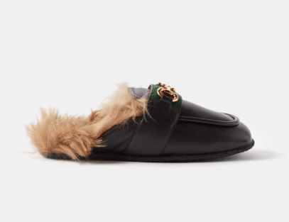 gifts GUCCI Horsebit faux-shearling-lined leather mules £810