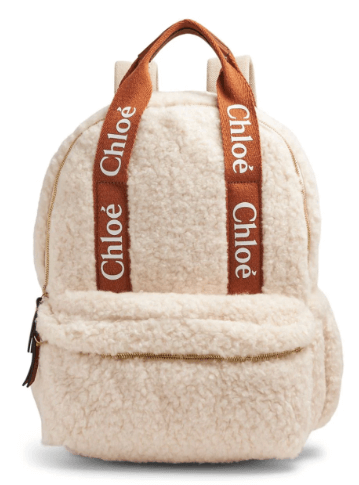 Chloé Kids faux-shearling logo-print backpack £250