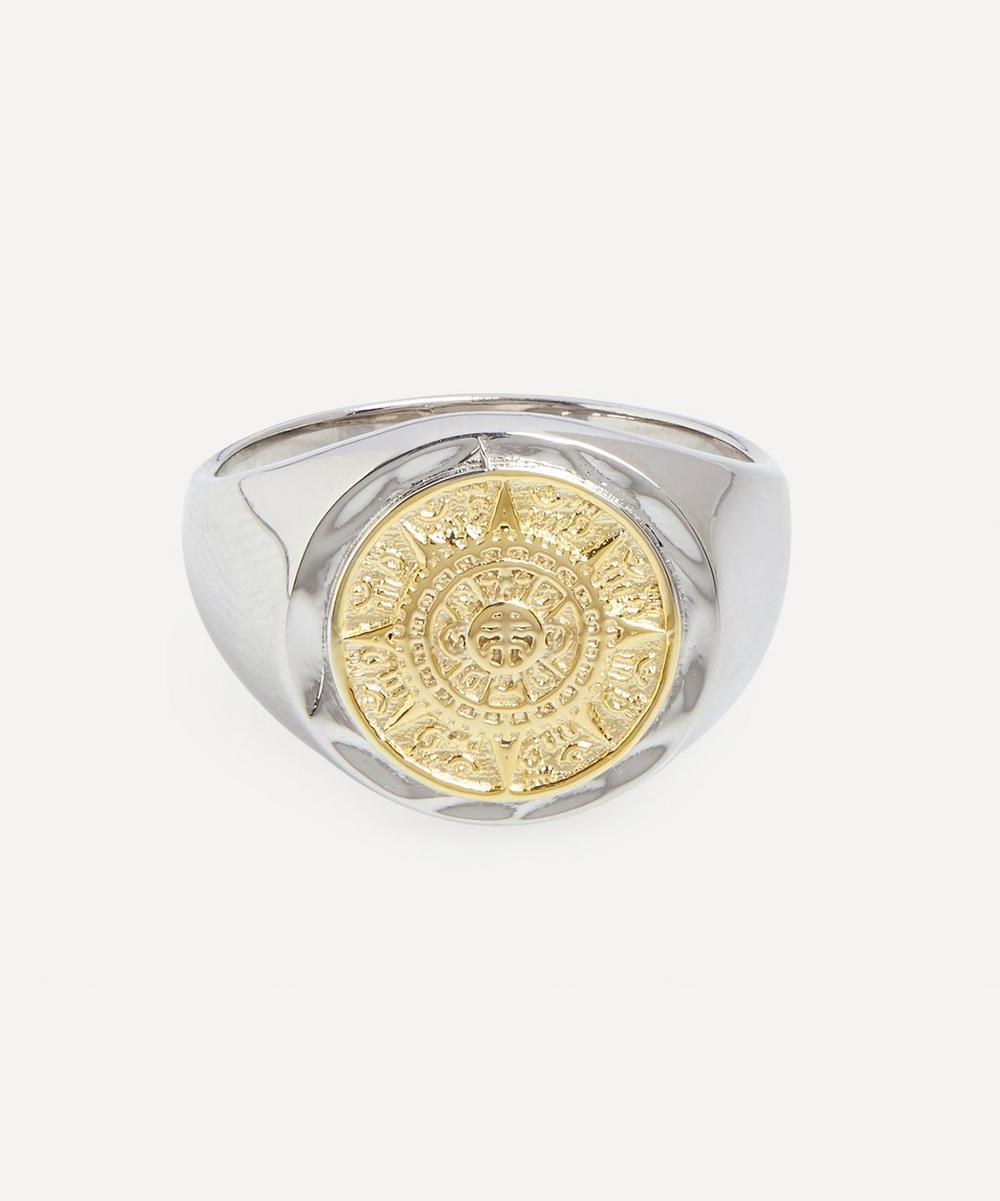 Serge DeNimes Mens Sterling Silver Compass Signet Ring