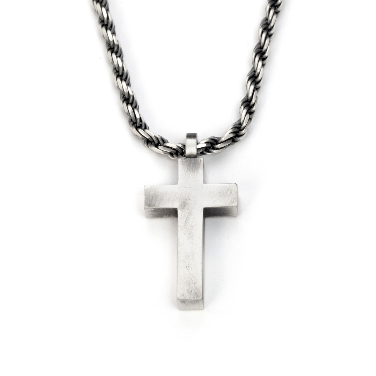 Silver / Grey Chunky Cross Chainnecklace Religious Gifts For Men Tomerm Jewelry
