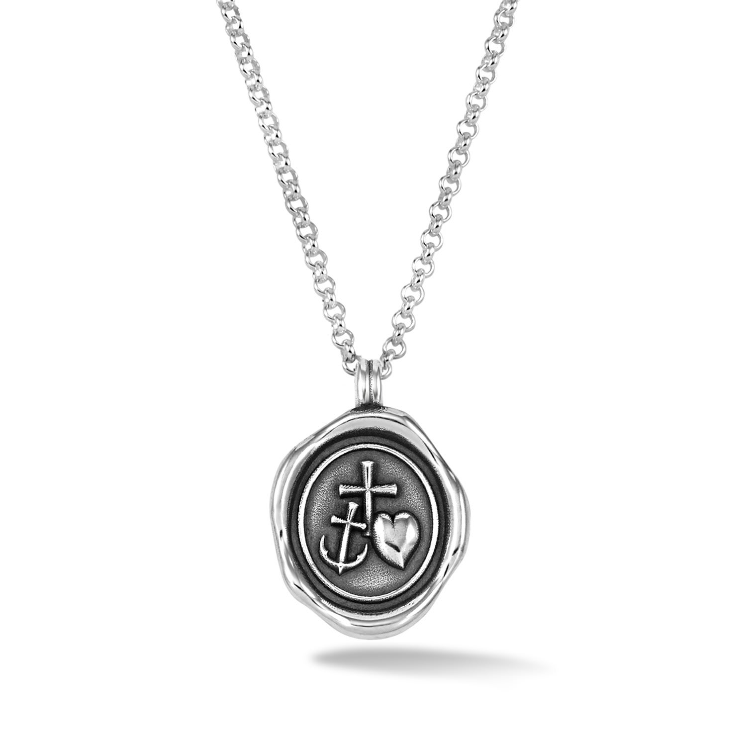 Silver Mens Hope Talisman Necklace Dower & Hall