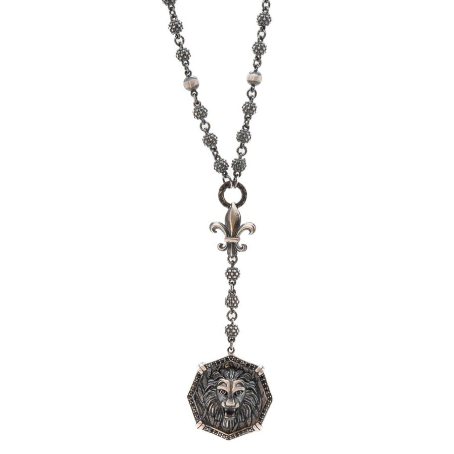 Sterling Silver Lion Unique Men's Necklace - Silver Ebru Jewelry