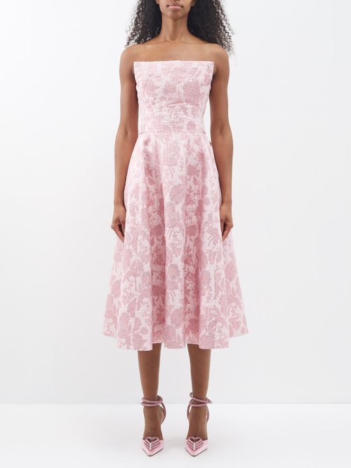 The Vampire's Wife - The Good Witch Floral Brocade Midi Dress - Womens - Light Pink