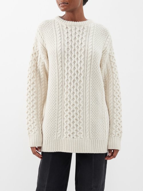 Toteme - Chunky Cable-knit Wool Sweater - Womens - Cream