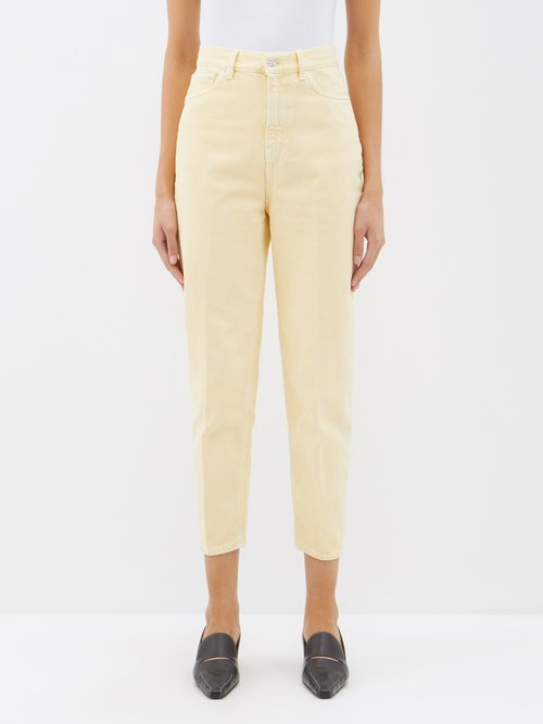 Toteme - High-rise Carrot-leg Jeans - Womens - Light Yellow