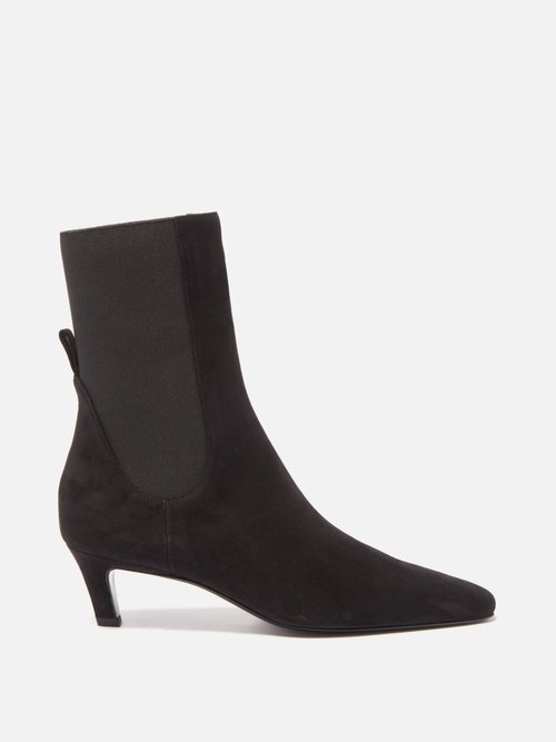 Toteme - Kitten-heel Suede Ankle Boots - Womens - Black