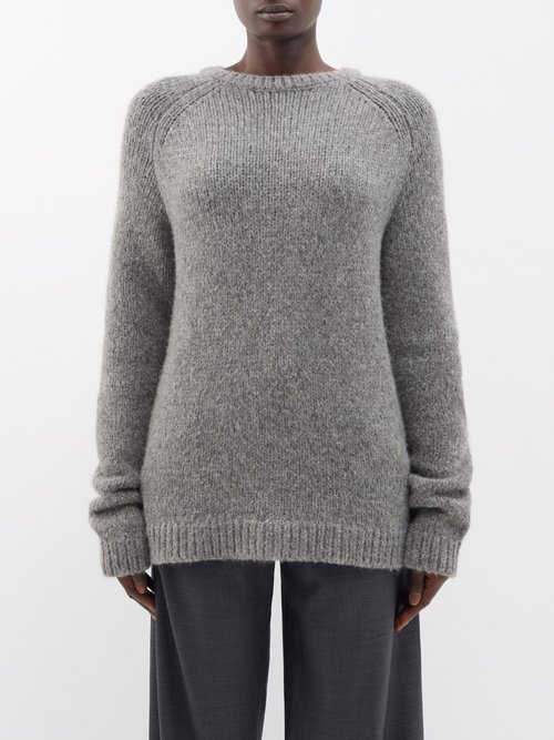 Toteme - Raglan-sleeve Chunky Llama-blend Sweater - Womens - Grey