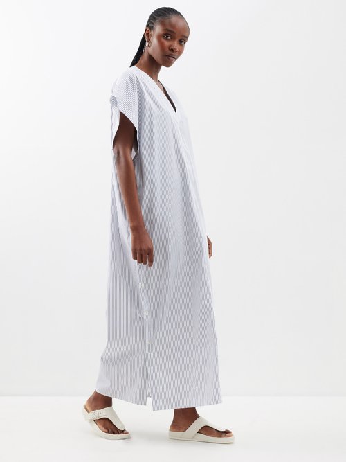 Toteme - Striped Organic Cotton-blend Tunic Dress - Womens - Navy White