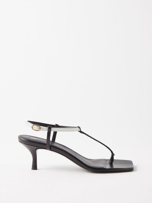 Toteme - The Bicolour Leather Sandals - Womens - Black And White