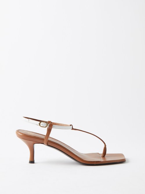 Toteme - The Bicolour Leather Sandals - Womens - Tan White