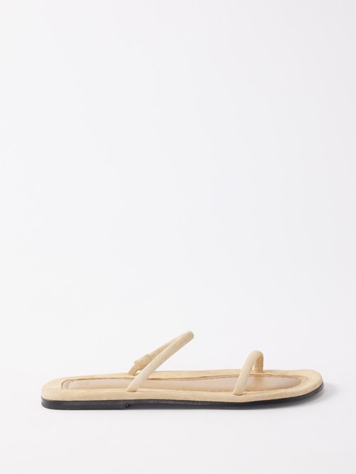 Toteme - The City Suede Flat Sandals - Womens - Beige