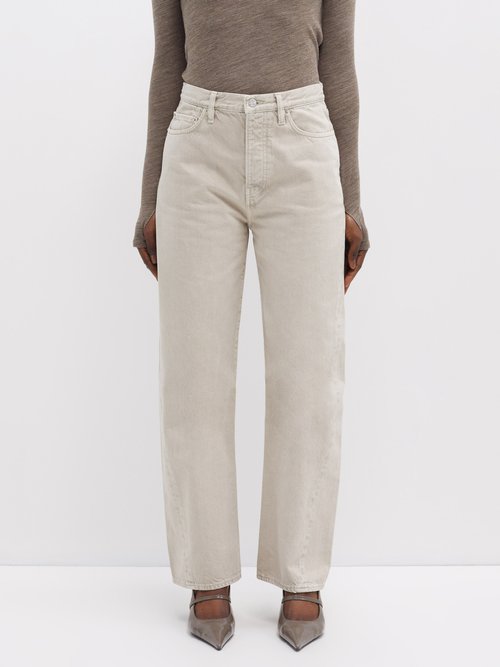 Toteme - Twisted Seam Organic-cotton Straight-leg Jeans - Womens - Off White