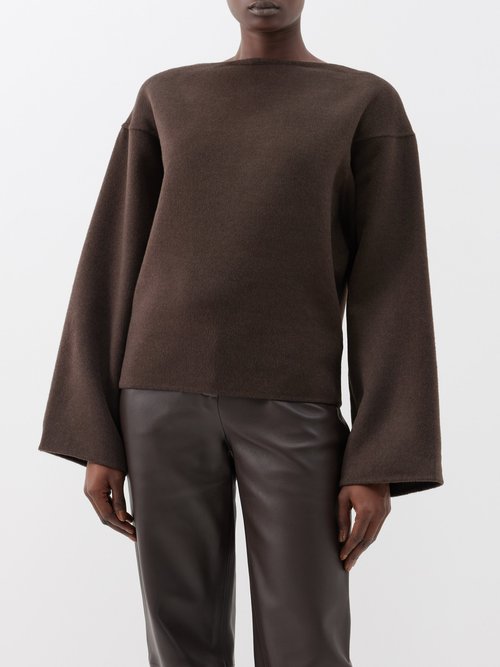 Toteme - Wide-sleeve Wool Sweater - Womens - Brown