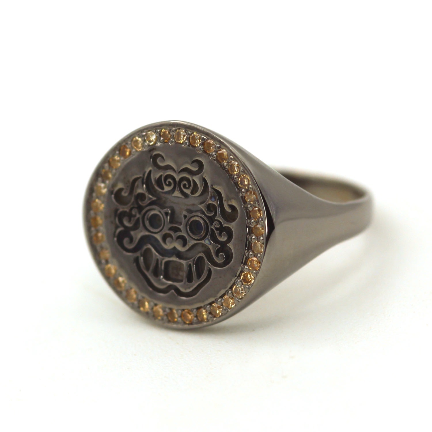 Unique Dokkaebi Black Siget Ring For Men Vicstonenyc Fine Jewelry