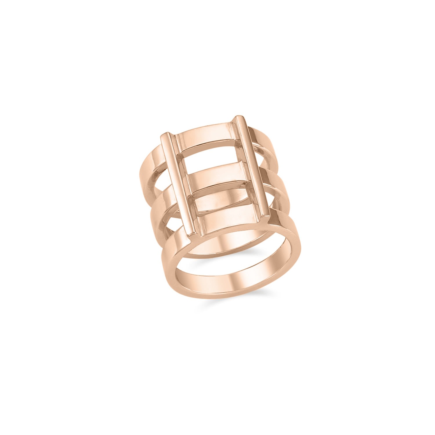 Women's Rascas R2 Triple Stacked Chunky Moderno Unisex Ring In Rose Gold 925 Silver Ille Lan