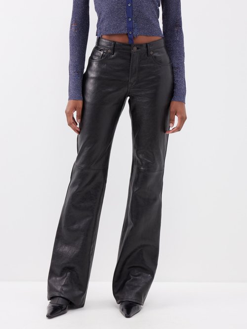 Acne Studios - Lios Flared Leather Trousers - Womens - Black