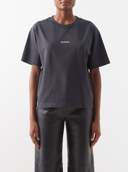 Acne Studios - Logo-print Cotton Jersey T-shirt - Womens - Black