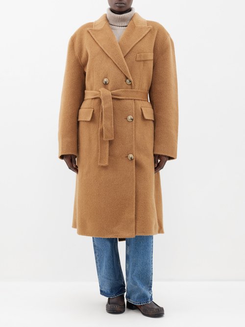 Acne Studios - Onessa Belted Double-breasted Wool-blend Coat - Womens - Camel