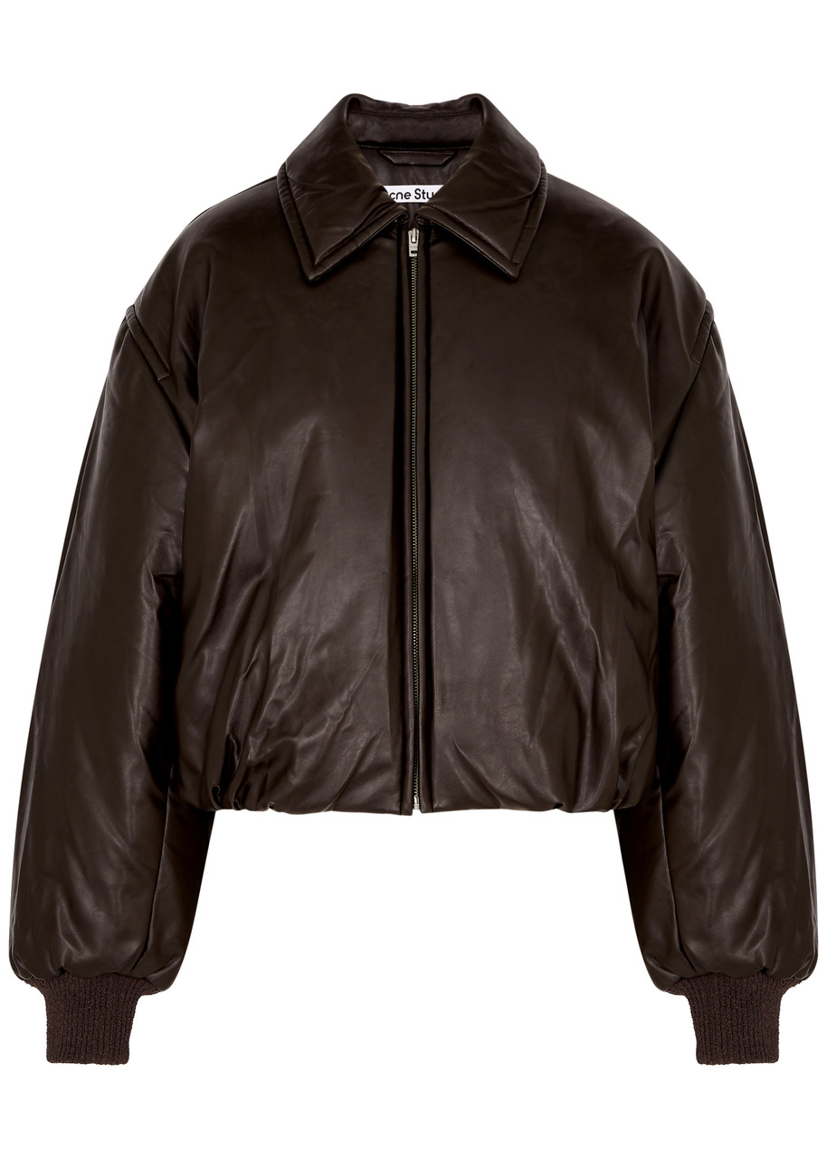 Acne Studios Onnea Padded Faux Leather Bomber Jacket - Brown - 38 (UK10 / S)