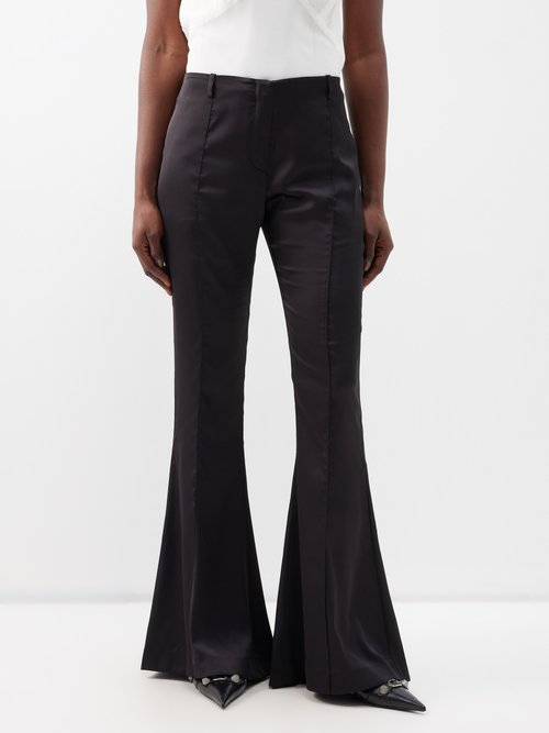 Acne Studios - Pippen Flared Satin Trousers - Womens - Black