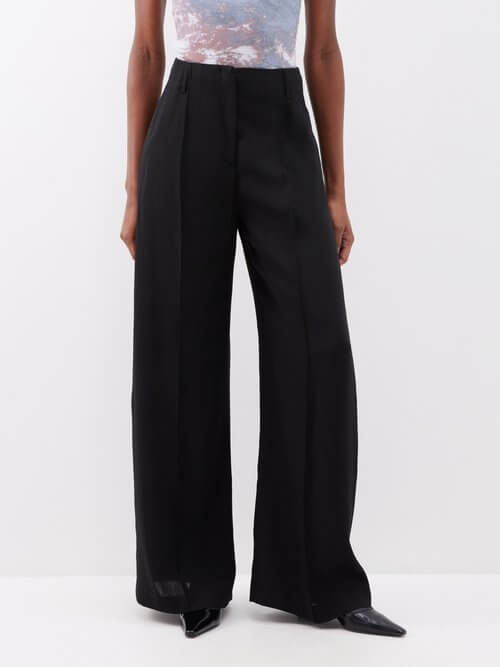 Acne Studios - Pitme Wool-blend Crepe Wide-leg Suit Trousers - Womens - Black