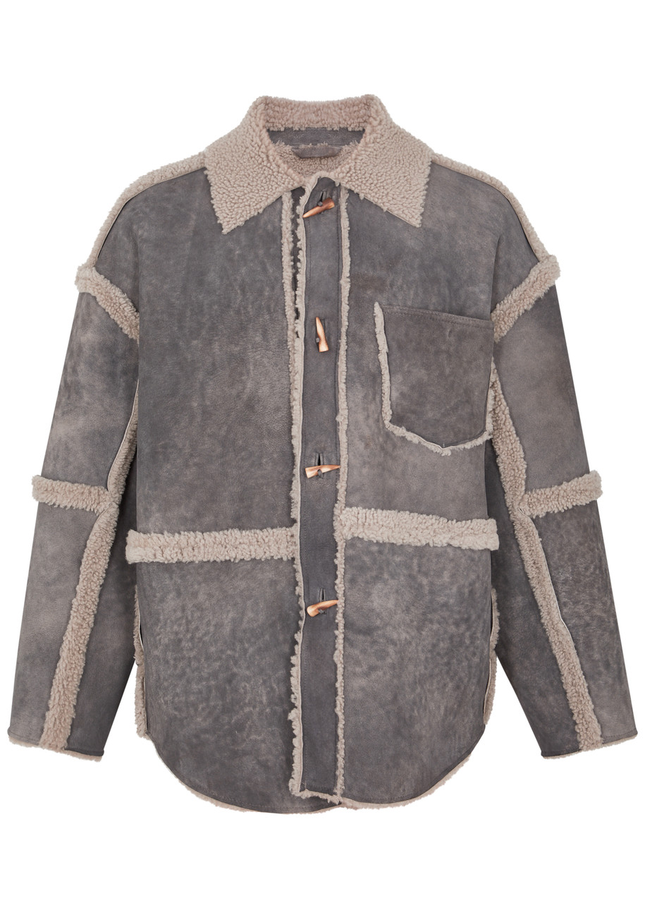 Acne Studios Shearling-trimmed Suede Jacket - Grey - 48 (IT48 / M)
