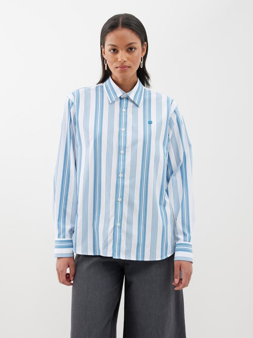 Acne Studios - Striped Cotton-poplin Shirt - Womens - Blue White