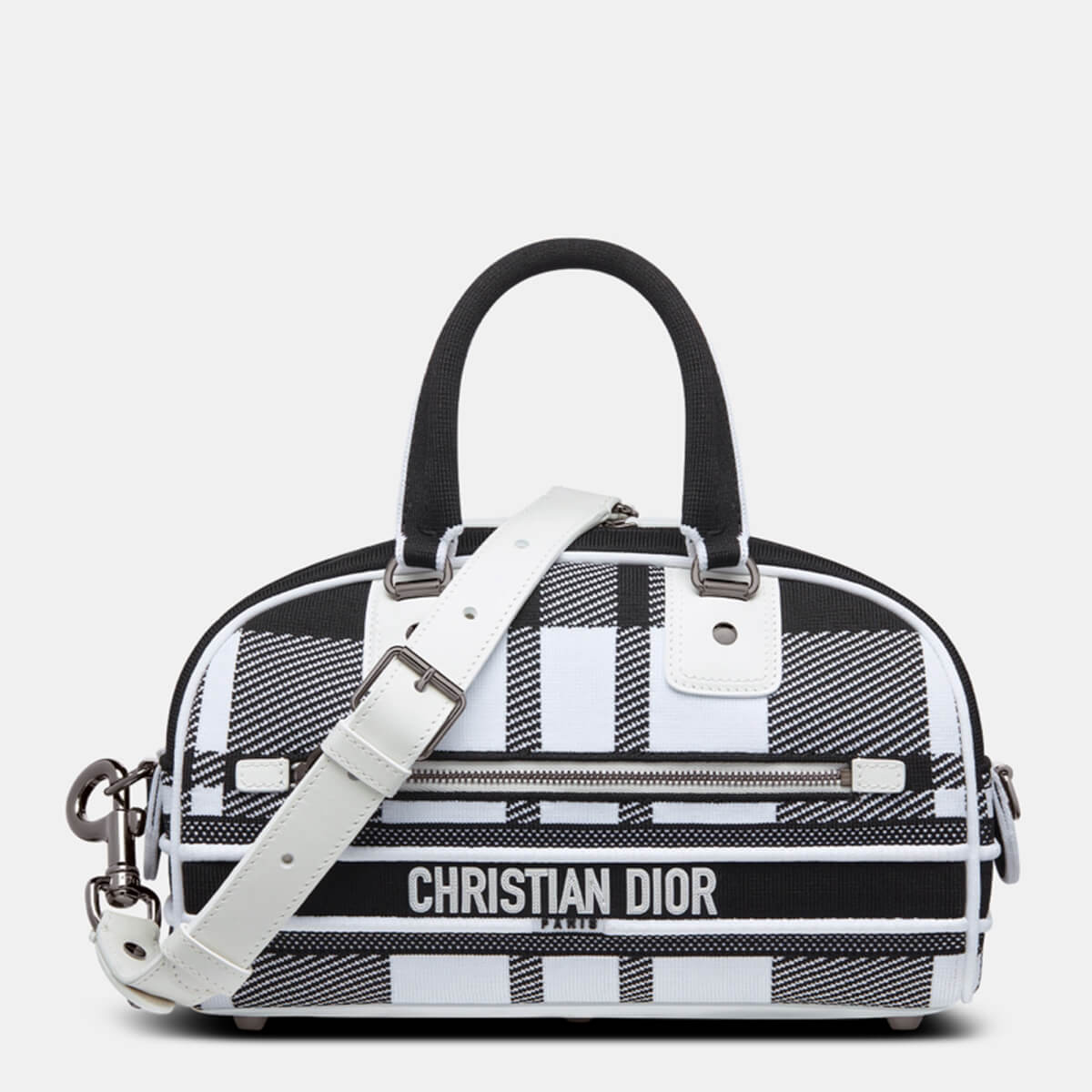 DIOR Black and White Check'n'Dior Technical Mesh Small Vibe Bowling Bag M6209BRVD041U