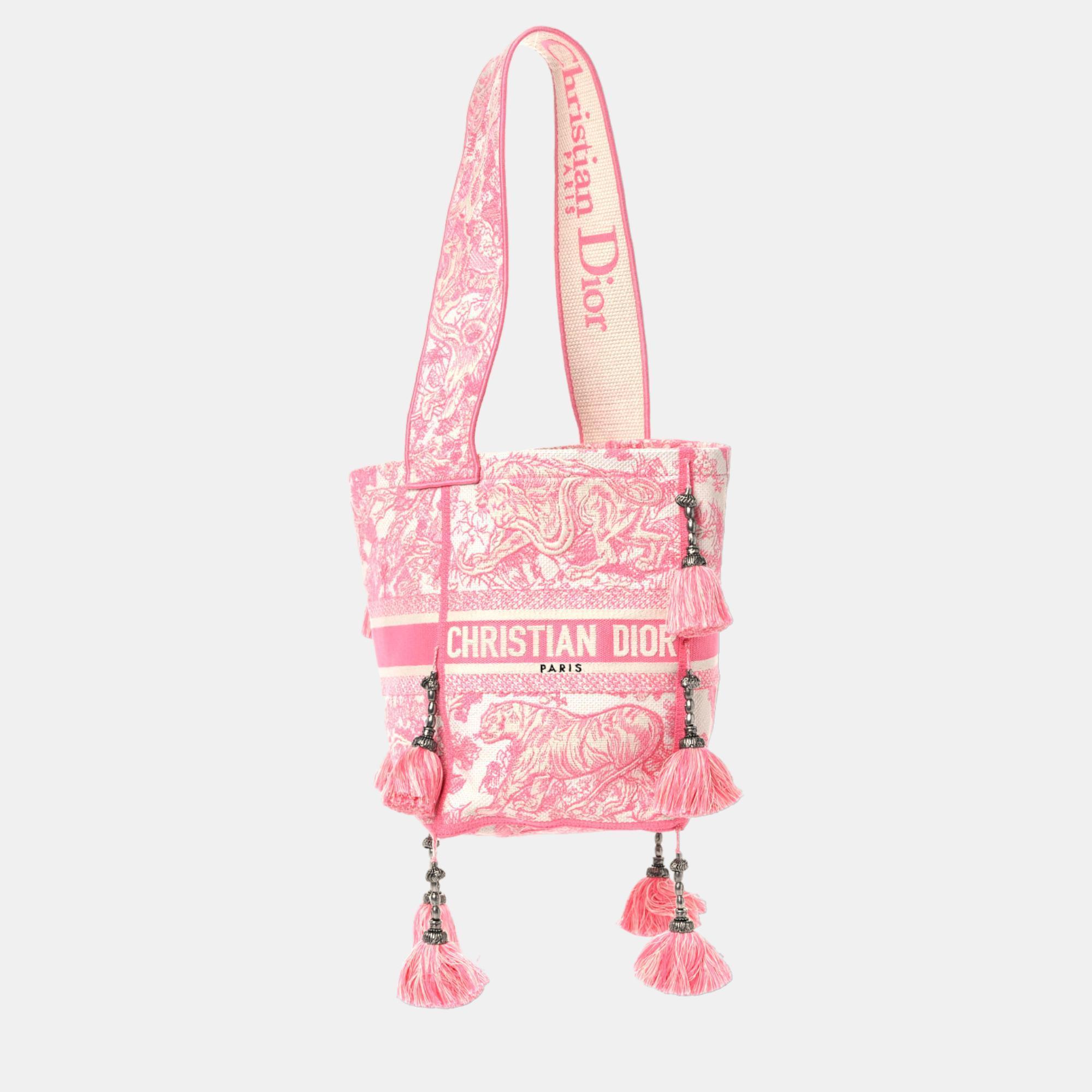 DIOR Peony Pink Toile de Jouy Embroidery D-BUBBLE BUCKET BAG M1276VTDT75EU