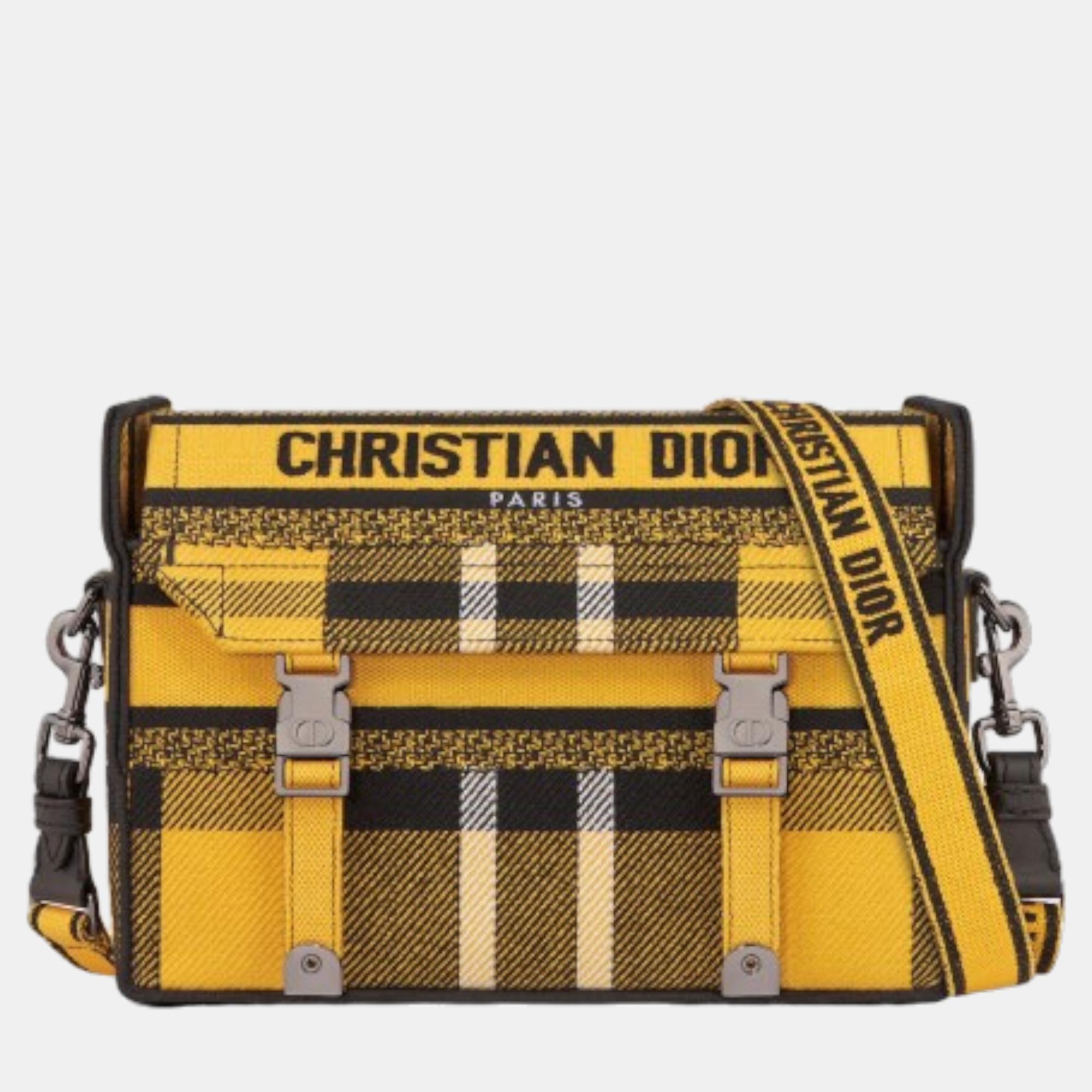 DIORCAMP SMALL Yellow and Black Check'n'Dior Embroidery BAG M1241BRUY33CU