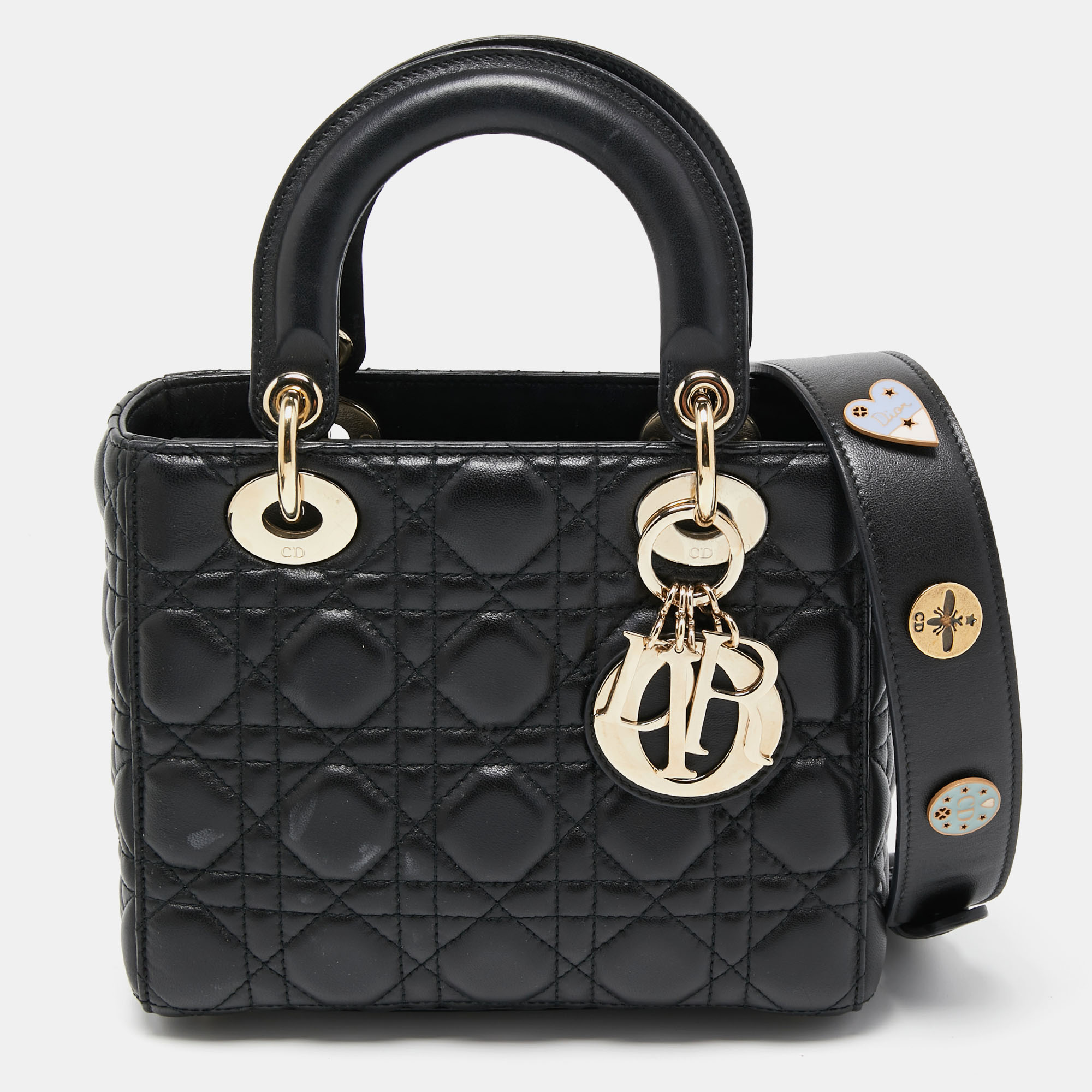 Dior Black Cannage Leather Small Lady Dior Bag