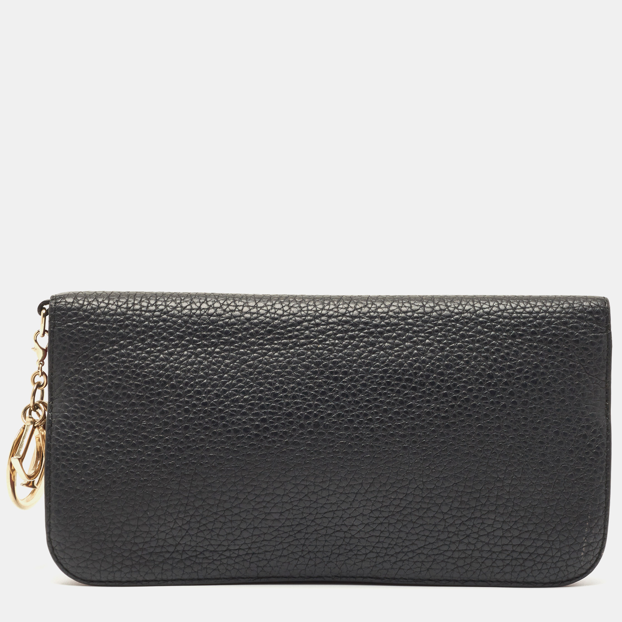 Dior Black/Pink Leather Diorissimo Voyageur Zip Around Wallet