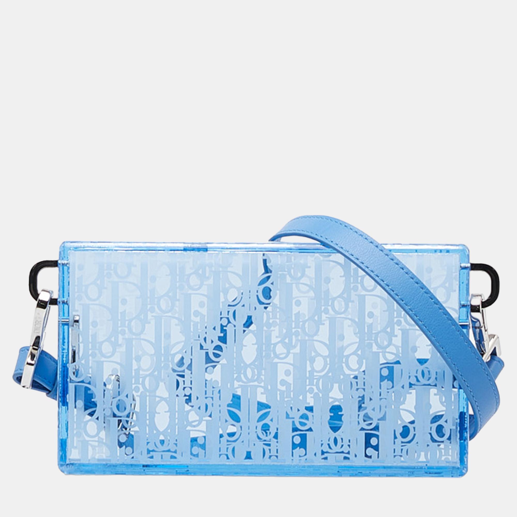 Dior Blue Oblique Acrylic Box Crossbody Bag