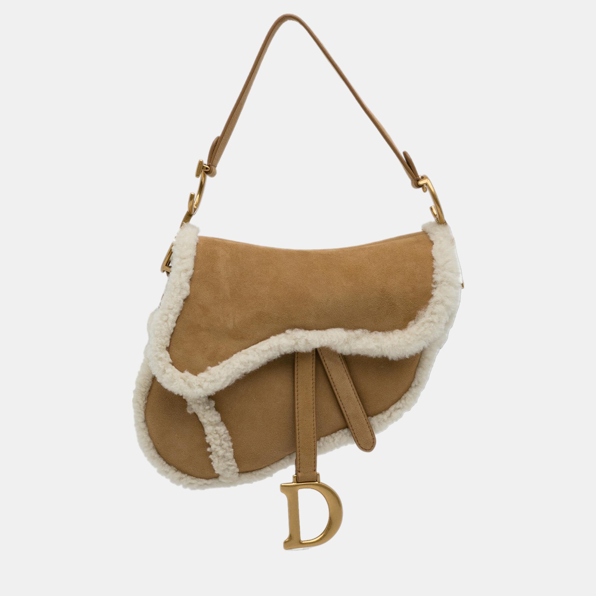 Dior Brown Shearling Saddle Bag