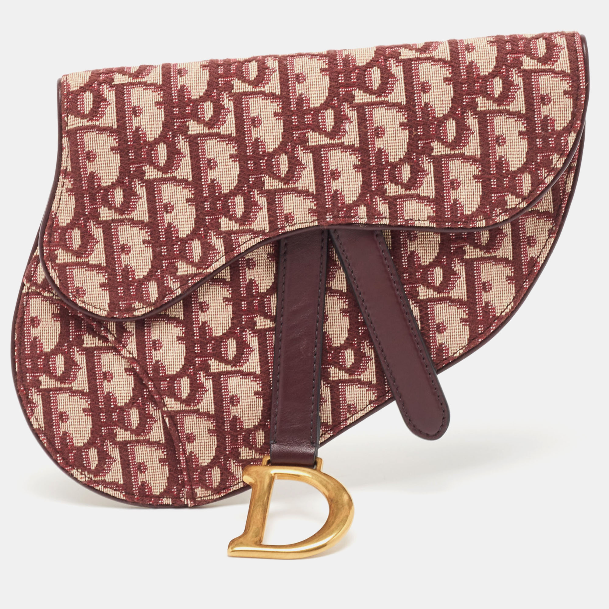 Dior Burgundy Oblique Canvas and Leather Saddle Belt Bag