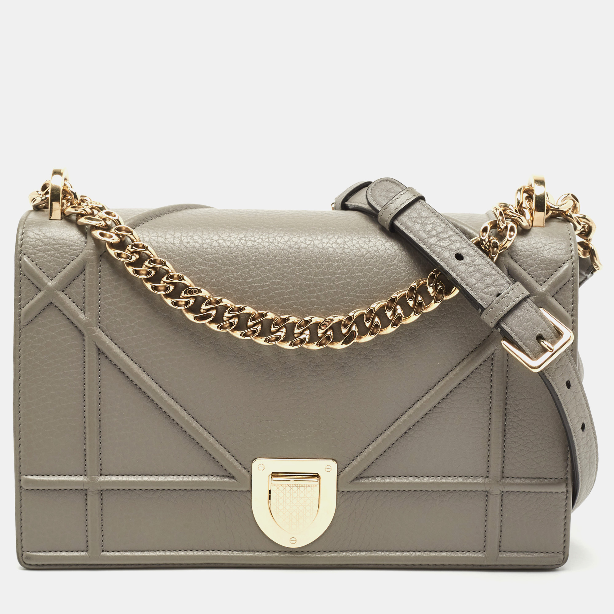Dior Grey Leather Medium Diorama Shoulder Bag