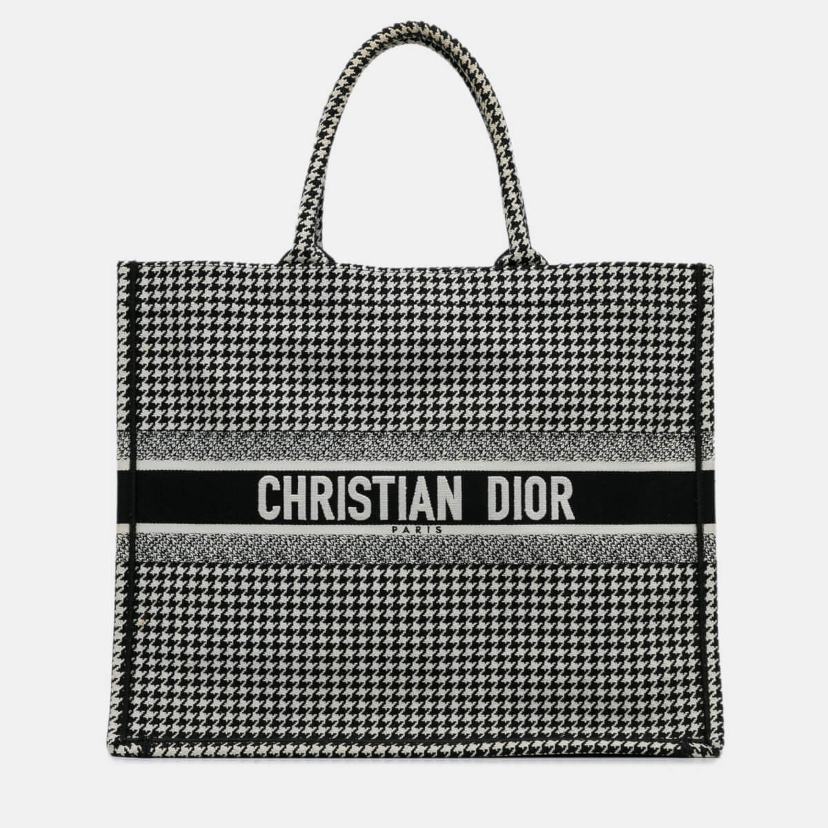 Dior Large Houndstooth Embroidered Book Tote