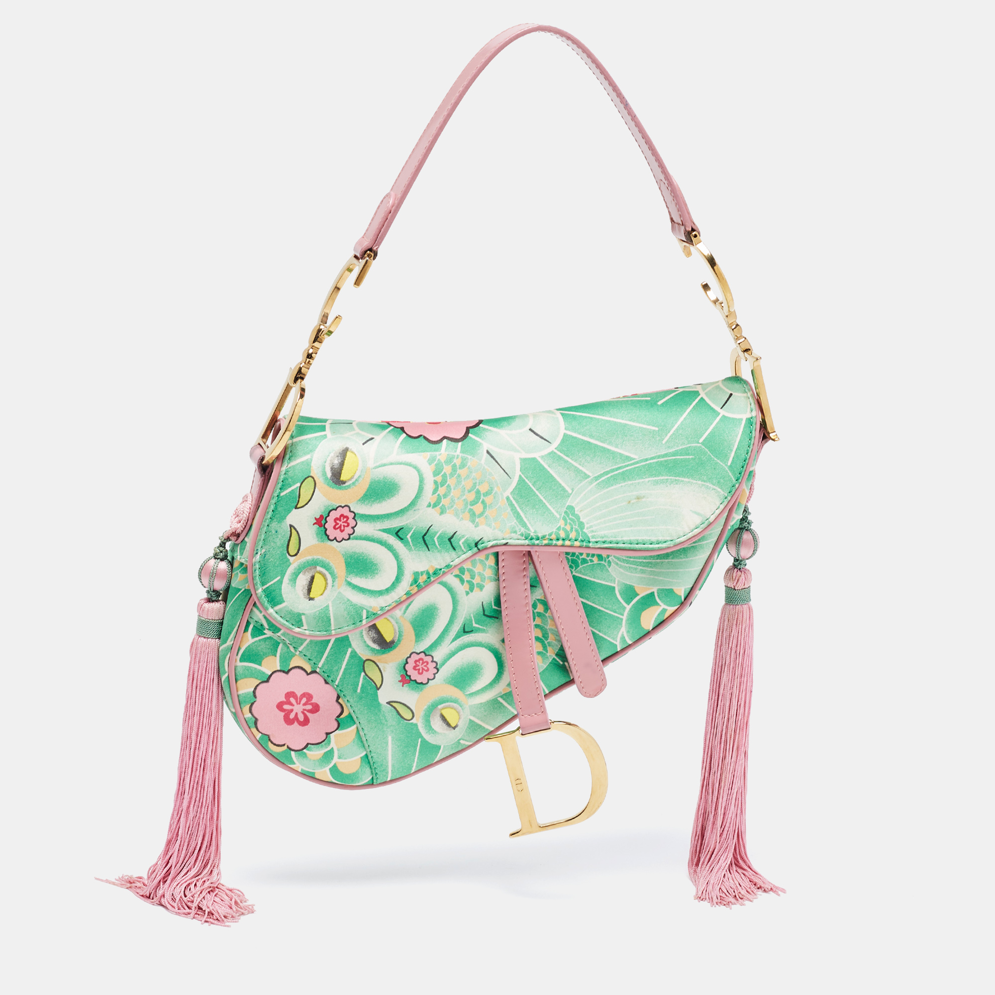 Dior Multicolor Printed Silk Limited Edition 0459 Koi Saddle Bag