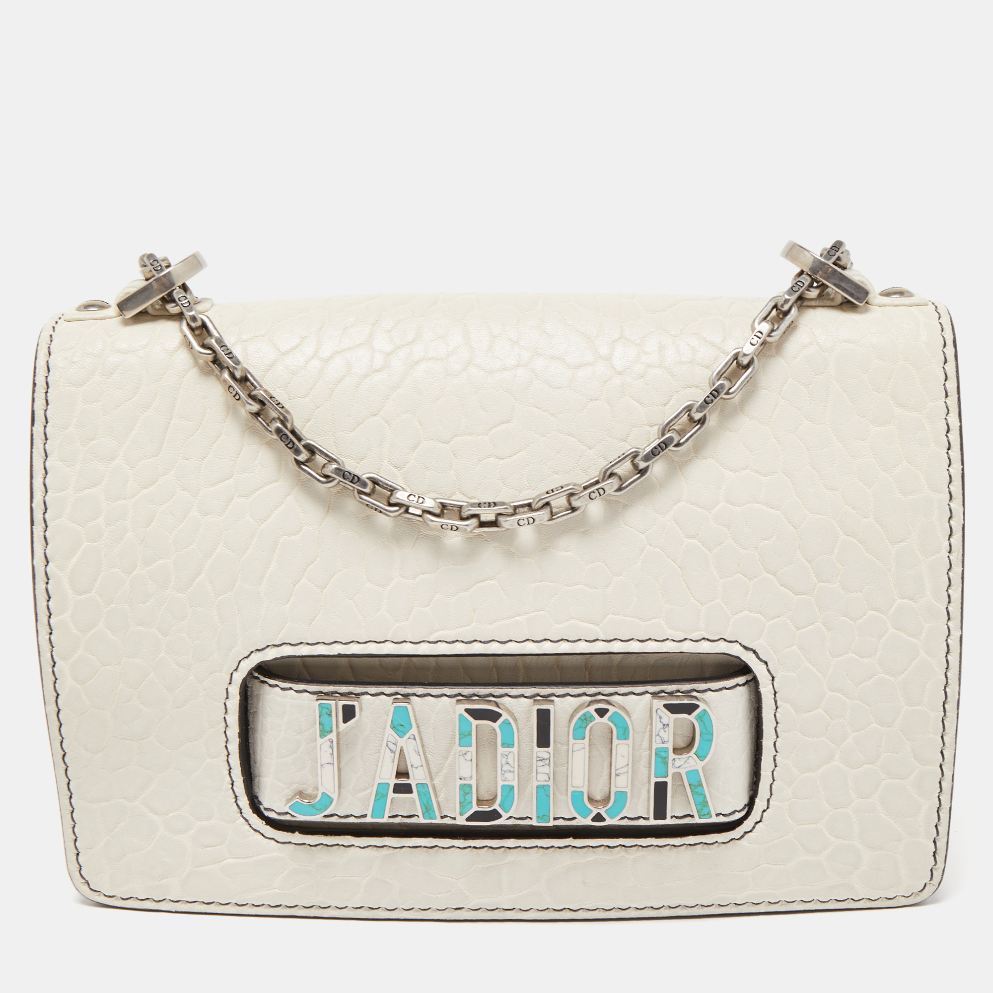 Dior Off White Leather J'adior Flap Shoulder Bag