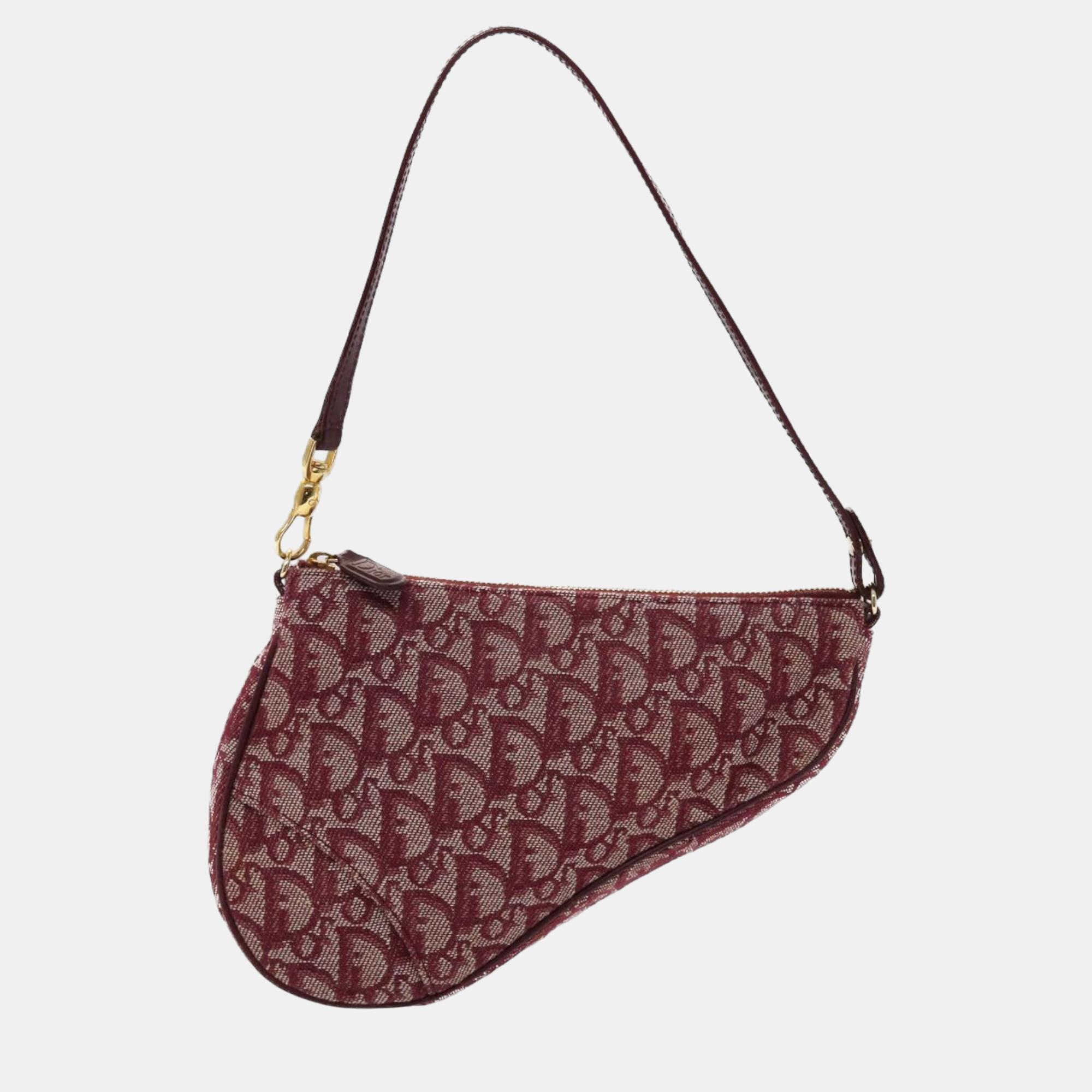 Dior Red Canvas Saddle Clutch Bag