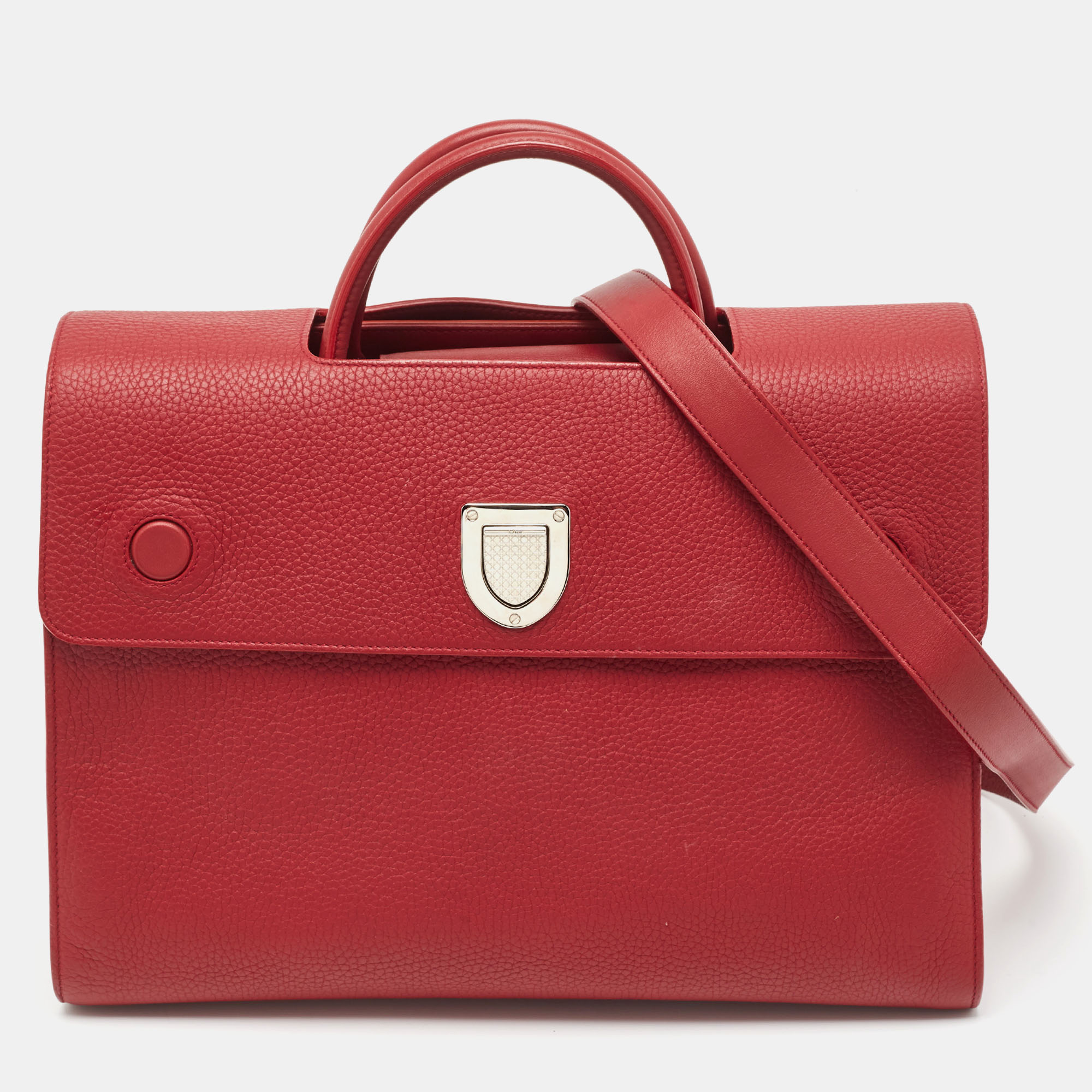 Dior Red Leather Large Diorever Top Handle Bag