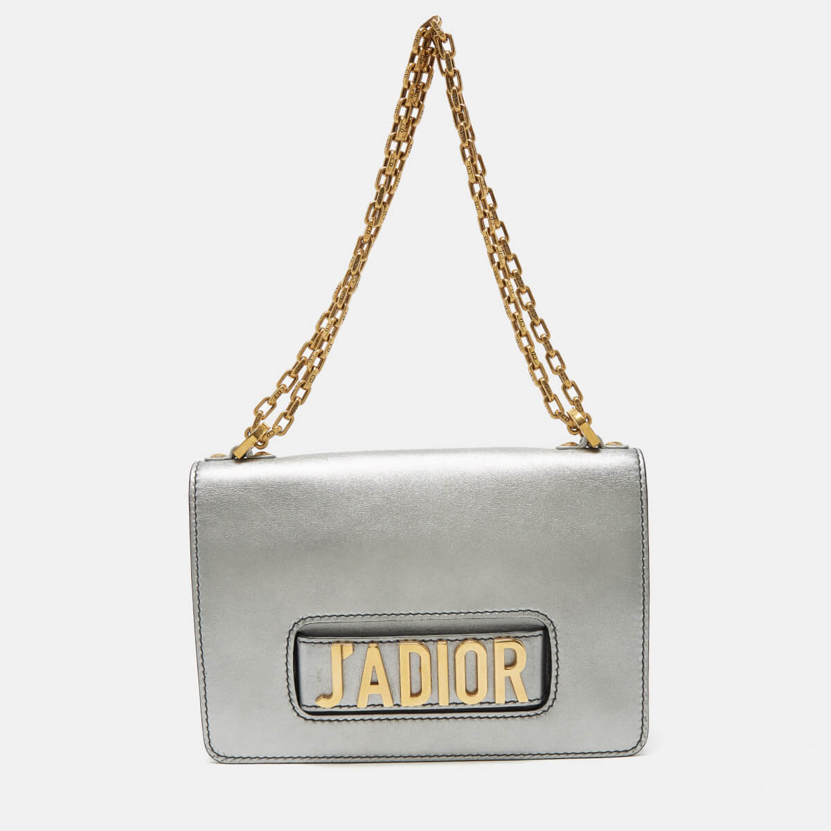 Dior Silver Leather J'adior Flap Shoulder Bag