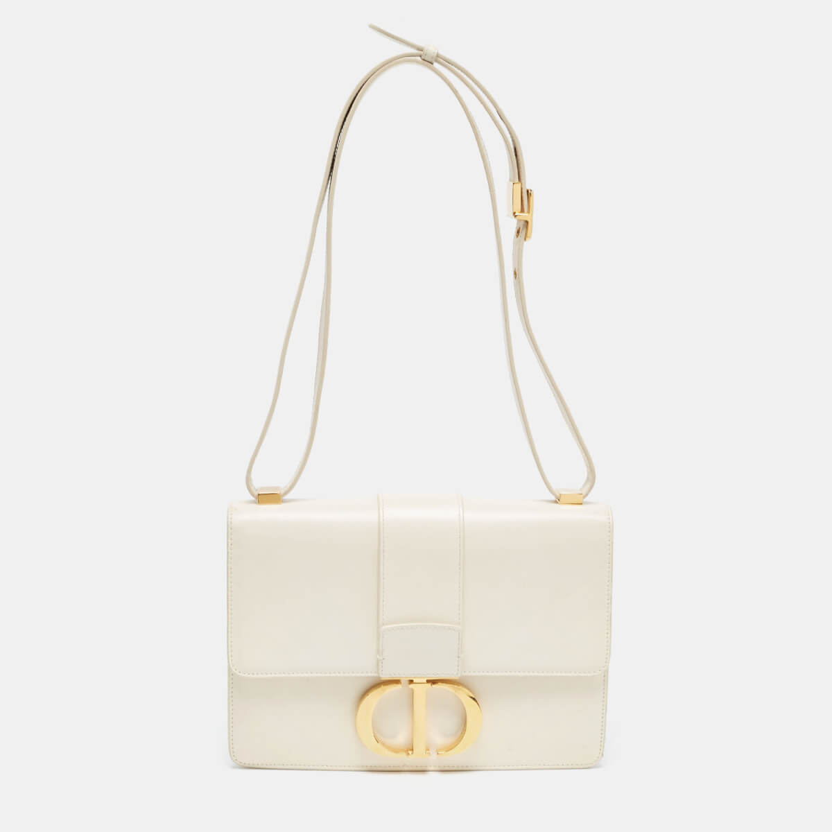 Dior White Leather 30 Montaigne Shoulder Bag