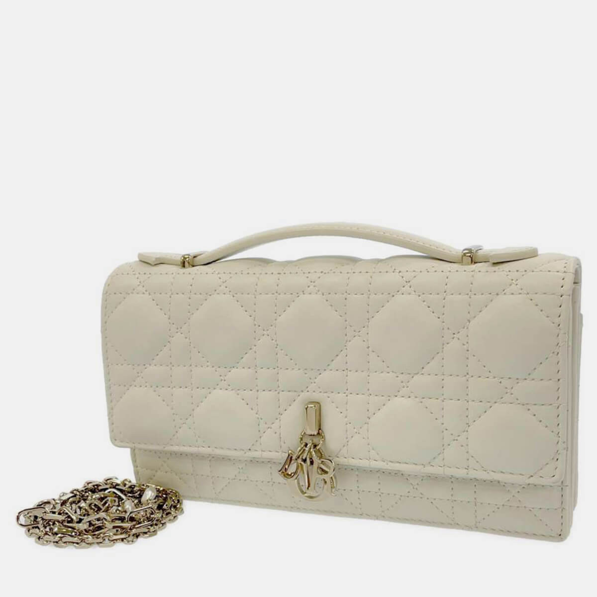Dior White Leather Small Miss Dior Shoulder Bag