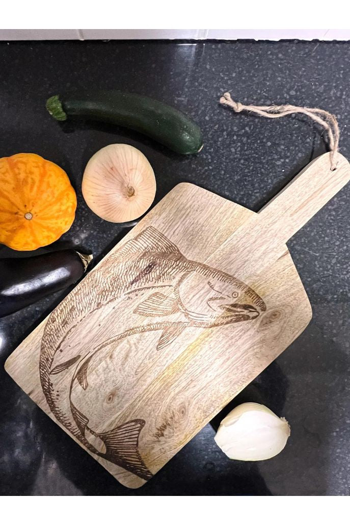 Fish Etched Wood Chopping Board