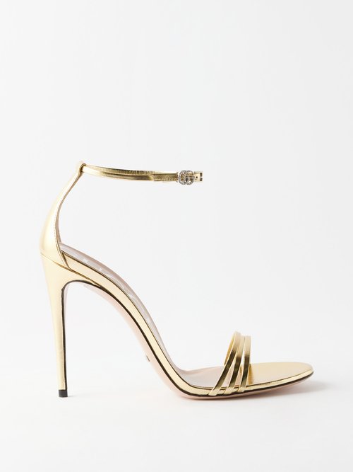 Gucci - 110 Metallic-leather Sandals - Womens - Gold