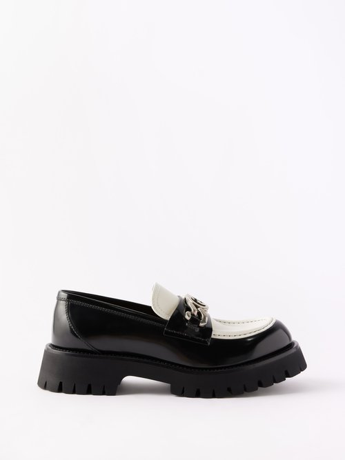 Gucci - GG-buckle Leather Loafers - Womens - Black White