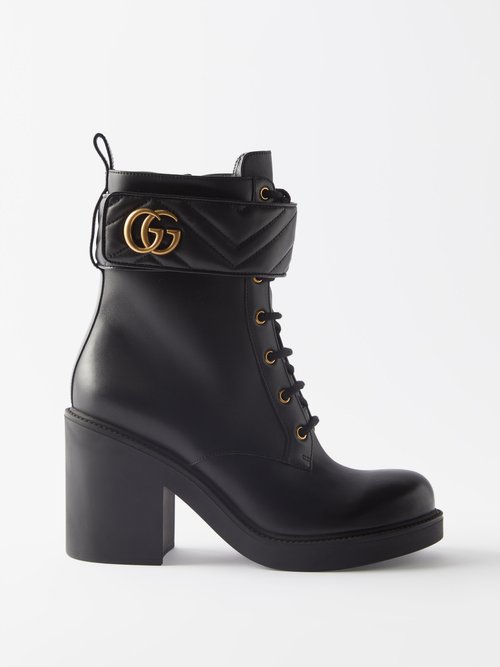 Gucci - GG-embellished Leather Ankle Boots - Womens - Black